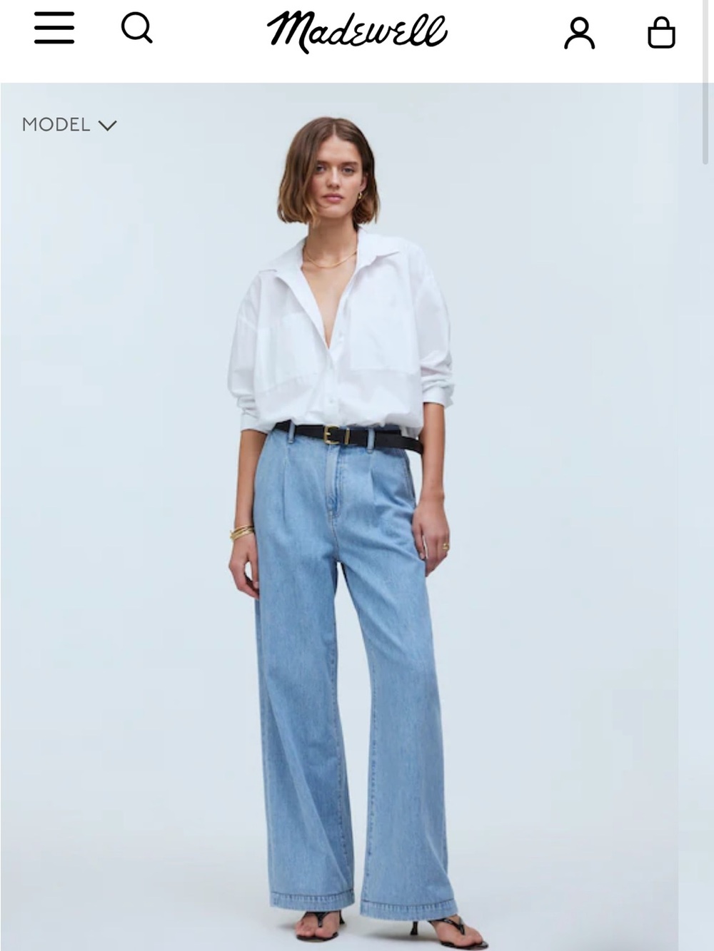 Madewell The Harlow Wide-Leg Jean: Airy Denim Edition, Size 26